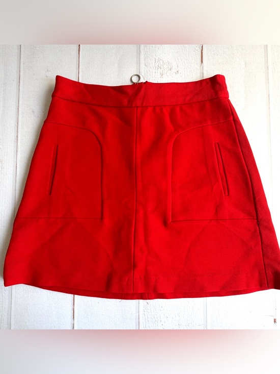 Anthropologie Dresses & Skirts - Anthropologie Maeve Red Ponte Knit A-Line Mini Skirt Pockets Size 2